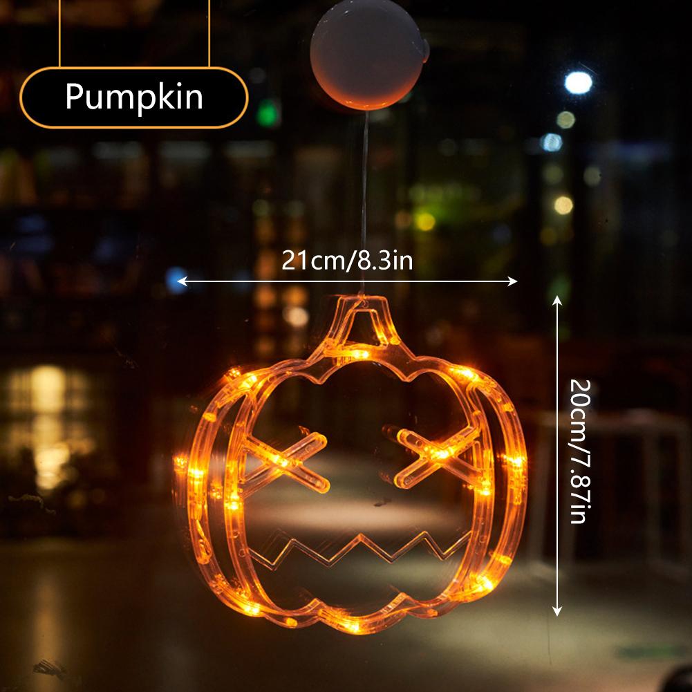 Halloween LED Lights Battery-Powered Ghost Pumpkin Hanging Party Lights for Windows