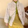 Lammwolle Imitat Pelzmantel Damen Herbst und Winter Locker Plüsch Baumwollkleidung Baumwollkleidung Kurzes Oberteil