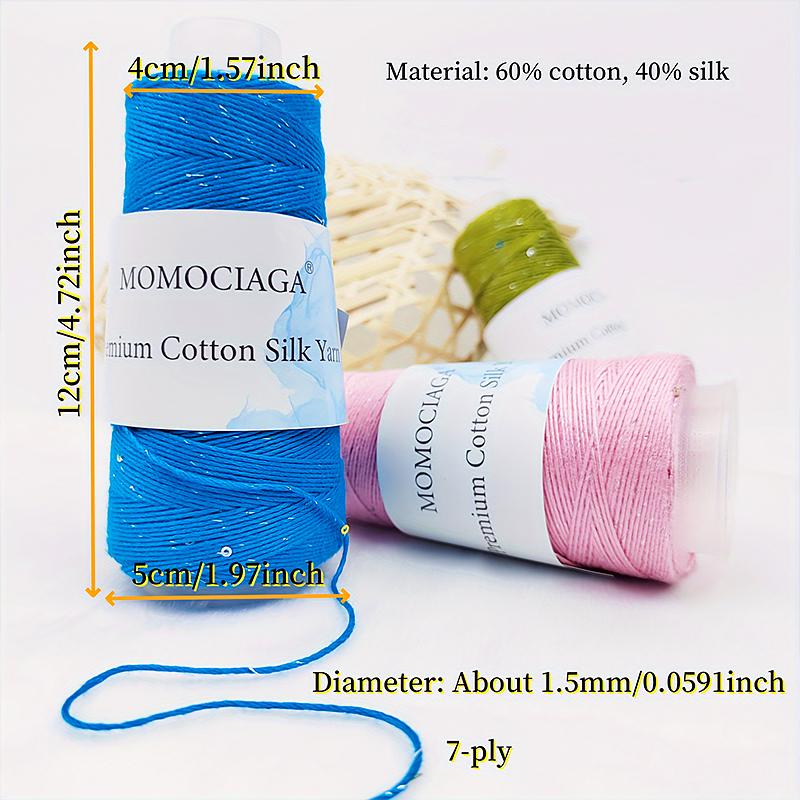 1PC Sequined Yarn Shiny Silk Thread DIY Handmade Silver Thread Yarn Hand Woven Pure Cotton Real Silk Gift Knit