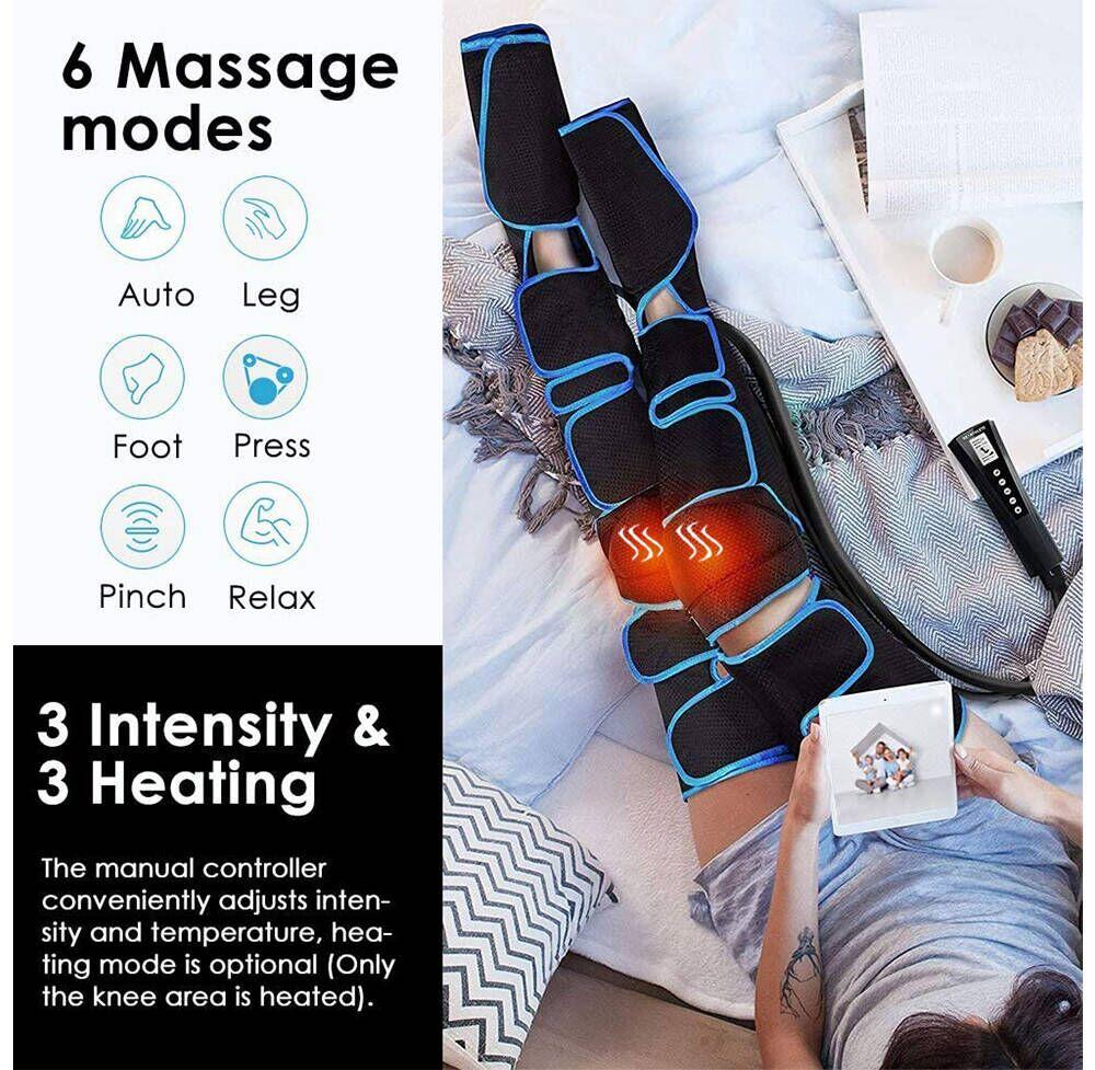 Electric Muscle Leg Relaxer 6 Modes Air Compression Recovery Boot Relieve Foot Fatigue Heating Leg MassagingTool
