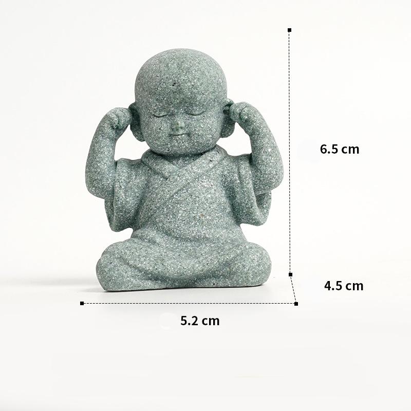 Sandstone Little Monk sculptures and figurines  Cute Home Room Office car Table decoration and accessories High quality gifts