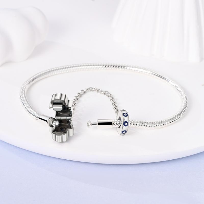 925 Silver Demon Eye Bracelet Original Evil Eyes Basic Chain Hand of Fatima Blue Zircon Charm Bracelets Jewelry 17-20CM