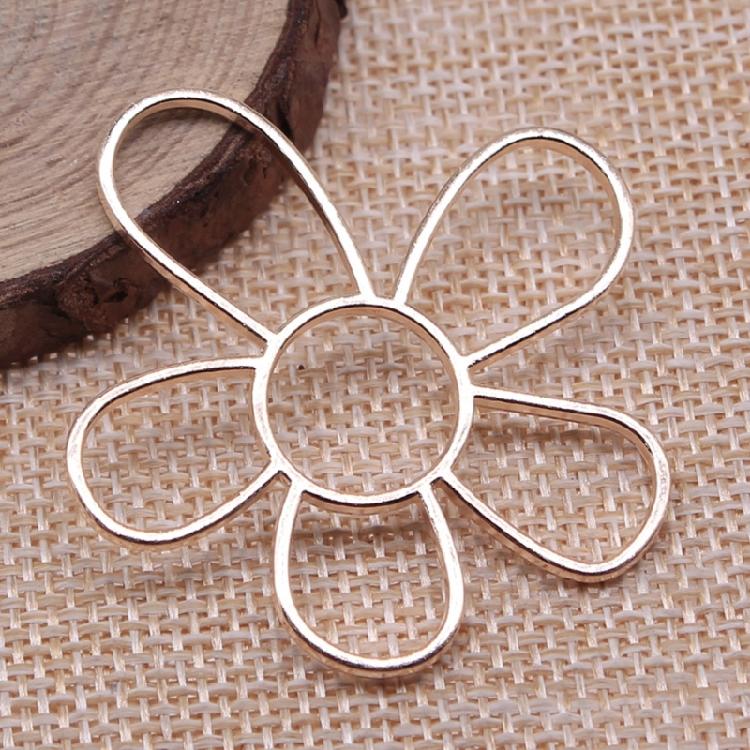 Large Hollow Flower Pendant Charms for DIY Craft Jewelry Making Supplies 48x42mm
