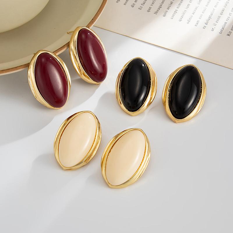 Creative Resin Acrylic Stud Earrings For Women 2026 Oval Earring Trendy Geometric Ring Exaggeration New Year Party Jewelry Gift