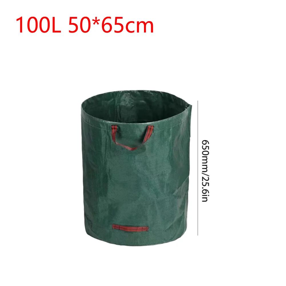 60L-500L Reusable Garden Bag Large Capacity Leaf Bag Foldable Light Trash Can Garden Garbage Waste Container Storage Bag