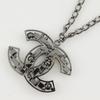 Chanel COCO Mark Necklace Silver / Black metallic/Rhinestone 34.1g Women Used