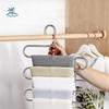 5pcs Stainless Steel Pants Rack Five-Layer Anti Slip Storage Rack S-shaped Design Multi-Functional Multi-Layer Hanger