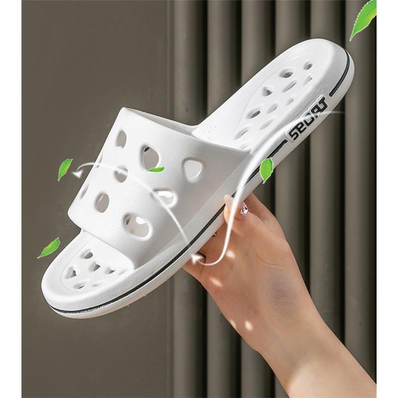 Summer Large Size Non-slip Water Leakage Quick Dry Hollow Indoor Couple Thick Bottom Sandals Slippers