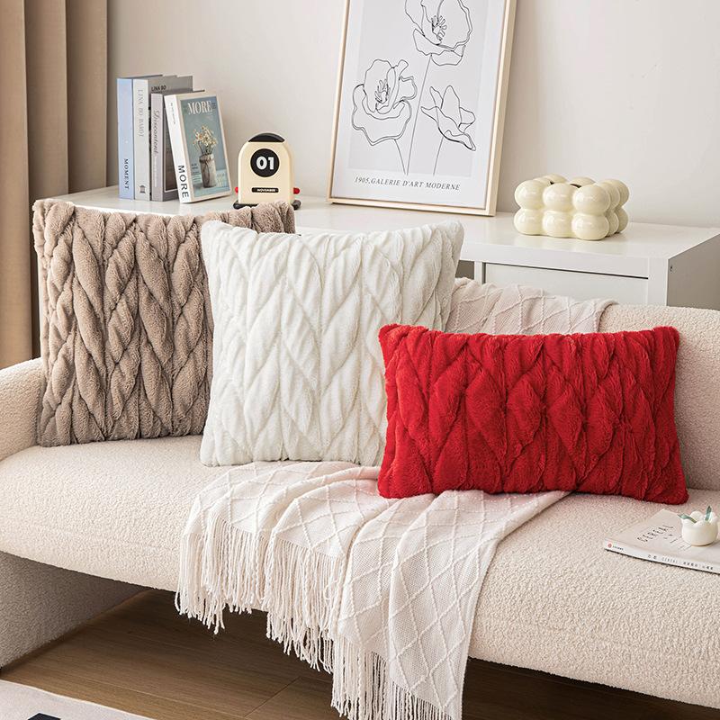 Pletený Kroucený Polštář Jednoduchý Trojrozměrný Imitace Králičího Sametu Povlak na Polštář Plyšový Vyšívaný Noční Stolík Pohovka Povlak na Polštář