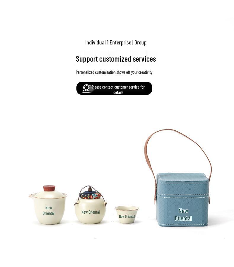 Portable Ceramic Tea Set: One Pot & Three Cups for Outdoor and Business Gifts