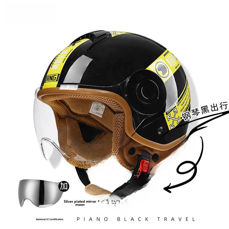 RNG 3C-Certified Retro 3/4 Motorcycle Helmet for Men & Women