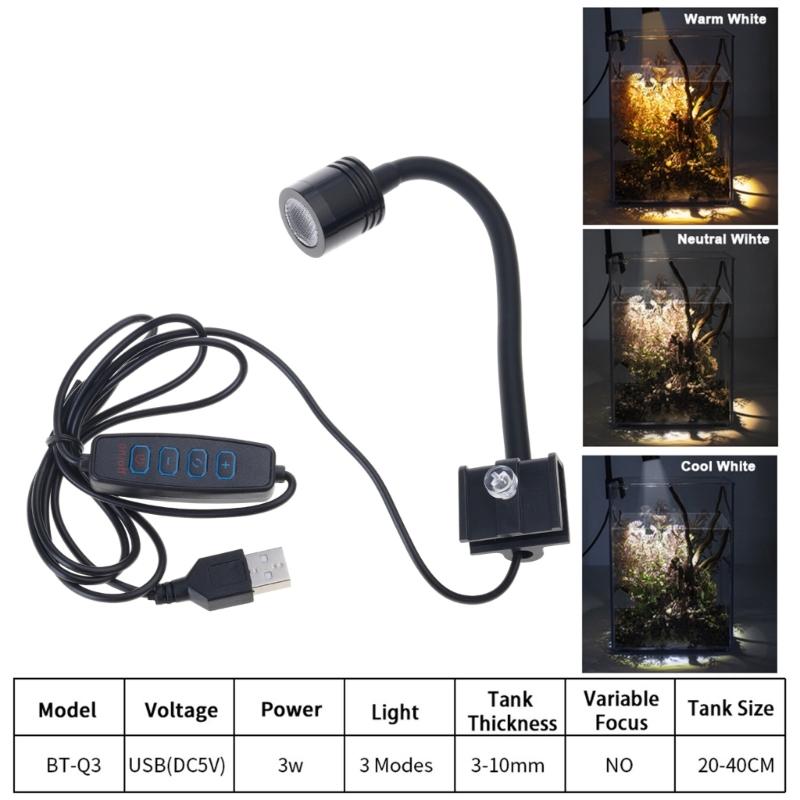 Winzige Modifizierbare Meerespark LED Clip-Lampe USB-betrieben 360-Grad-Drehung Plan Sicher für Fischbecken Dekoration Konzentration