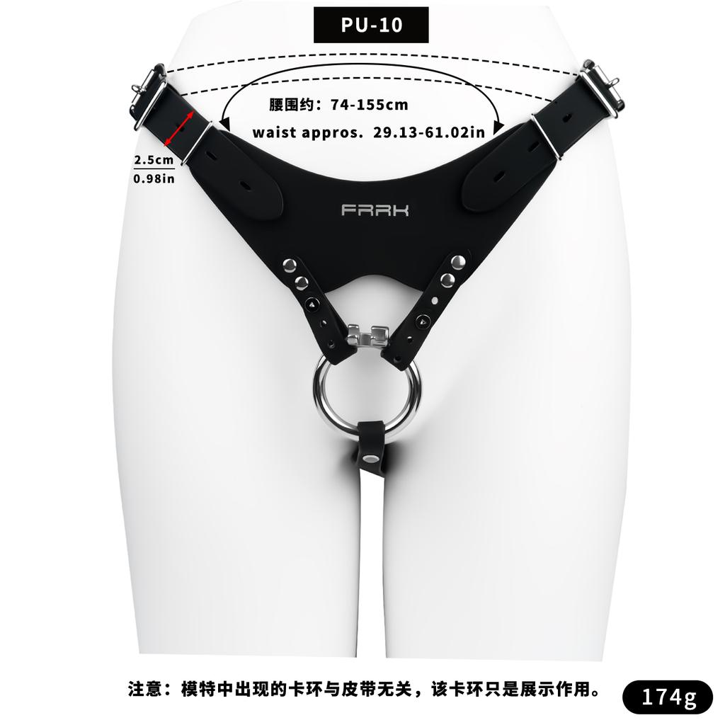 New FRRK-313A Wearable BDSM Chastity Cage Three Sizes Available for Male Penis Chastity Lock Stainless Steel + Synthetic Leather