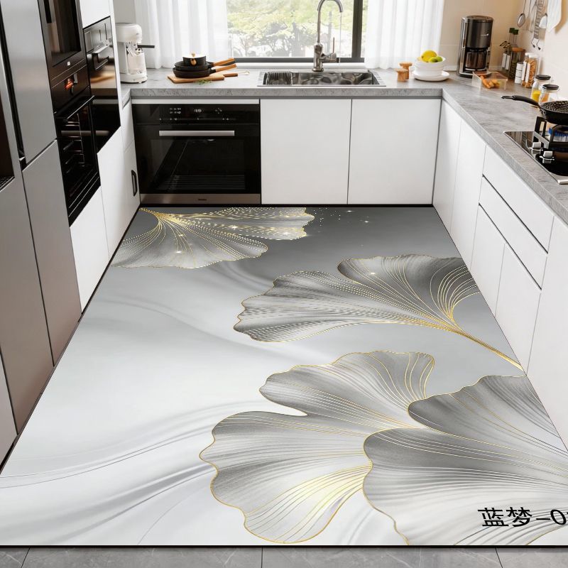 

Kitchen diatomaceous earth wall mat with water absorption, quick drying, 3D abstract pattern, non-slip full-coverage design for entrance doors 80x120cm серый