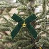 10Pcs Velvety Ribbon Bowknot Ornament with Bell Christmas Tree Hanging Decoration For Wreath Festival Celebration