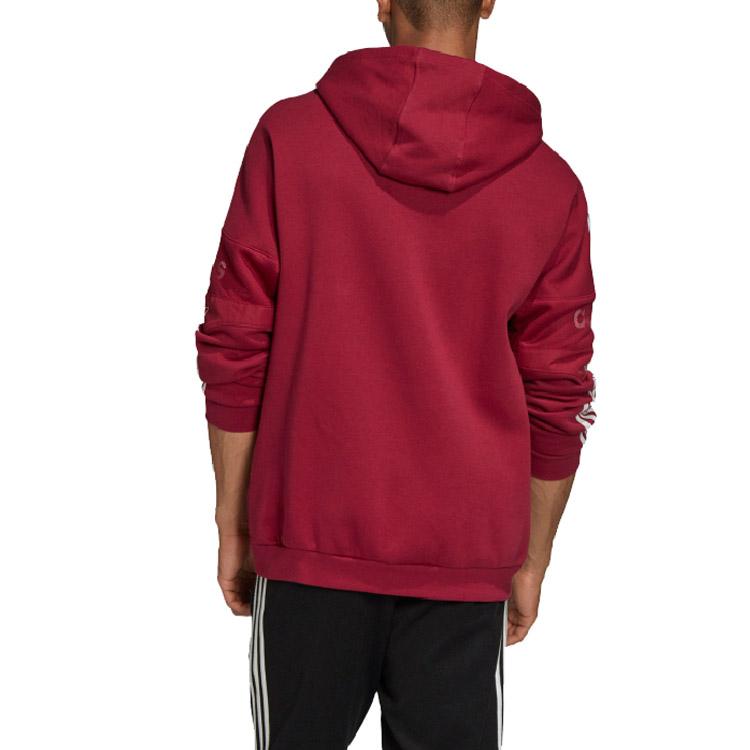 Adidas Originals Trefoil TS TRF Fleece-Lined Hoodie Men Hoodie Burgundy ED7116