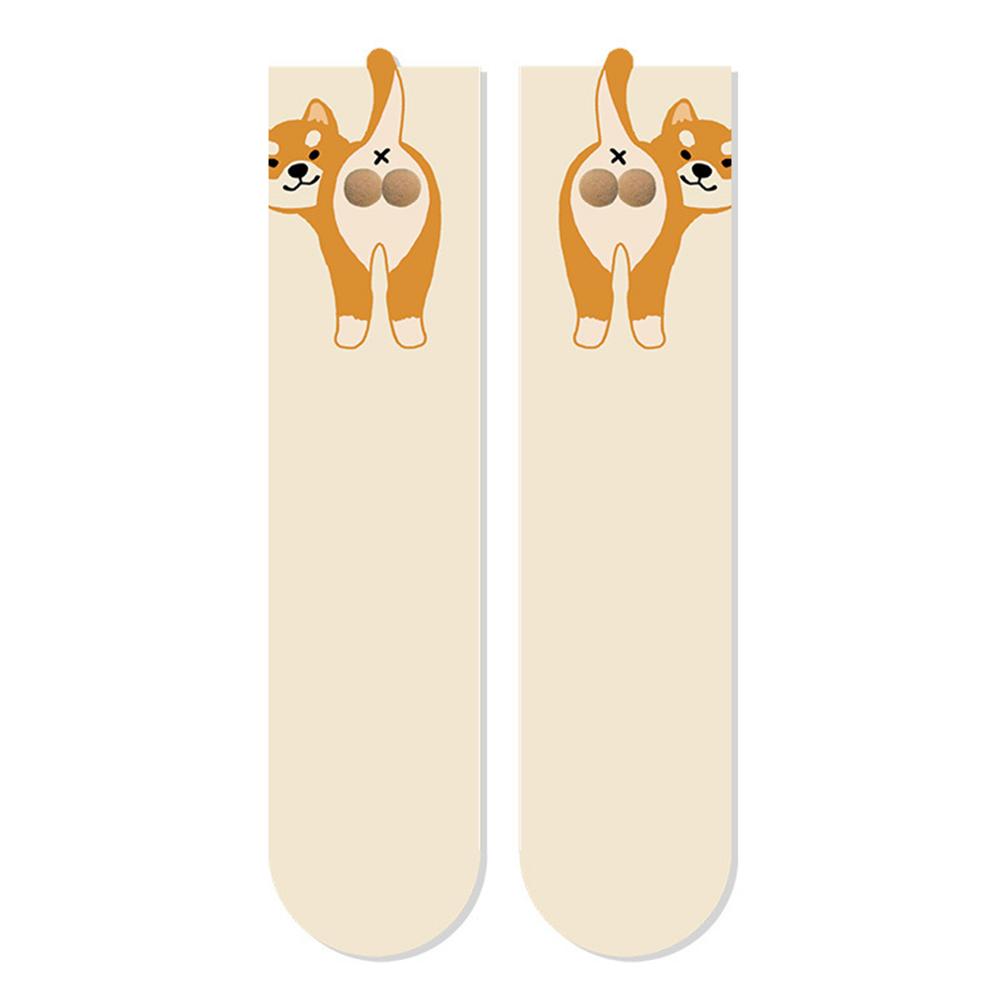 1/2Pair Cartoon Cute Dog/Cat Balls Cotton Socks Lolita Knitting Socks Women Girls Middle Tube Sleep Sock Pet Print Floor Sock