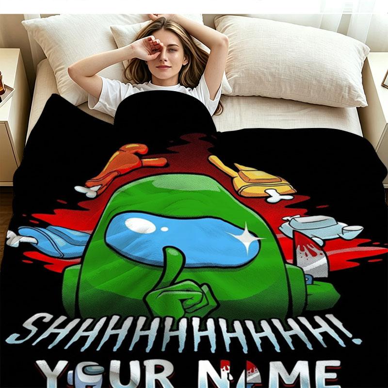 1PC Among Us Custom Name Patterned Flannel Blanket Suitable For All Seasons for Home Decor Warmth and Comfort Gifts Holiday Present