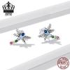 Colorful Dragonfly Sterling Silver Stud Earrings with Zircon Inlay