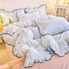Korean Princess Cloud-like Crinkled Gauze Lace Cotton Bedding Set