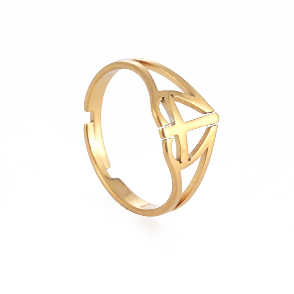 Cazador 2026 Trend Cross Ring Gold Color Open Finger Rings for Women Christian Jesus Stainless Steel Jewelry Friends Gifts New