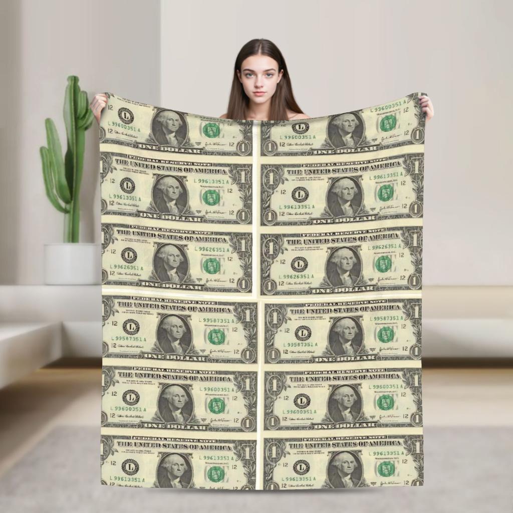 Play money Blanket Quality Super Soft  Throw Blanket Winter Airplane Travel Couch Chair Sofa Bed Novelty Bedspread