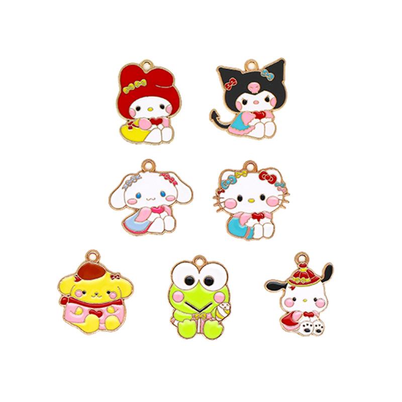 14/70PCS Cartoon Shy Animal Drip Oil Earrings DIY Jewelry Bag Keychain Bracelet Pendant Handmade Material
