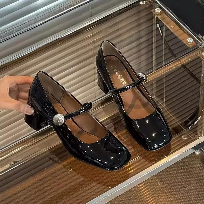 Fashion 2025 New Mary Jane Women's Pumps Square Toe Chunky Heels Versatile Shallow Fashion Shoes for Daily & Party Stylish High Heels