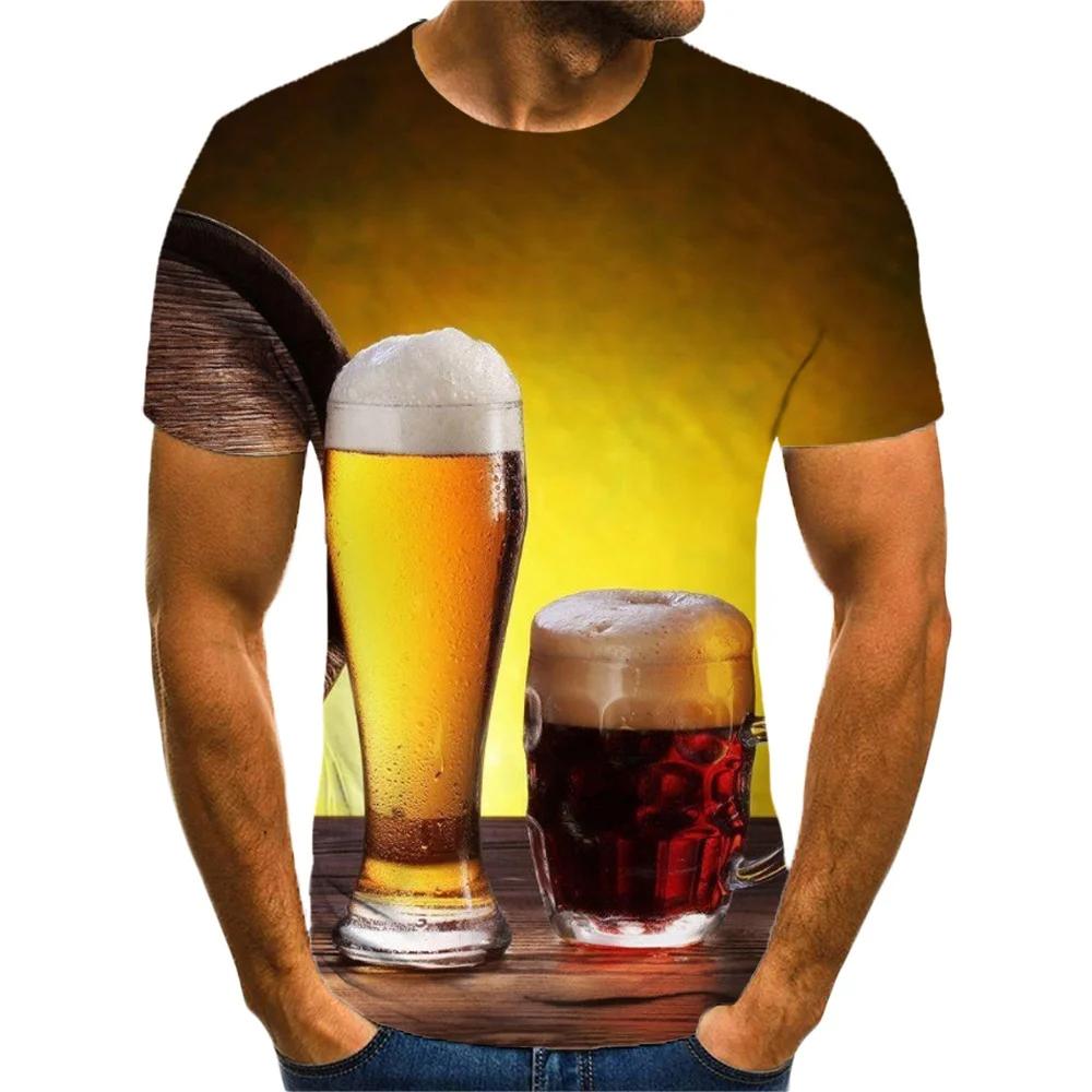 

Летние забавные футболки с 3D принтом пива, уличная мужская мода, Harajuku, повседневная футболка большого размера с круглым вырезом, футболки, топы, одежда 6XL