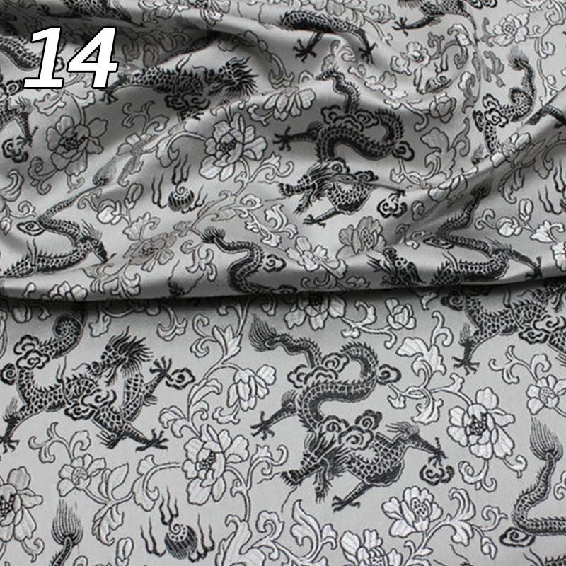 Chinese Traditional Embroidered Silk Brocade Dragon Pattern Fabric Tang Suit Hanfu Cheongsam Kid Wear Pillow Decoration Handmade