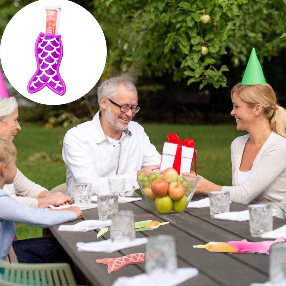 5Pcs Sicle Holder Bags Mermaid Ice  Sleeves Freezer Reusable Neoprene Sicle Covers for Summer