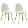 Chaises à manger - vidaXL - Lot de 2 - Crème velours - Tissu - Scandinave - Moderne