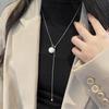 Light Luxury Niche Pull Collarbone Chain Women's High-end Pearl Necklace Long Niche Sweater Chain Accessories Trendy Jewelry Women
