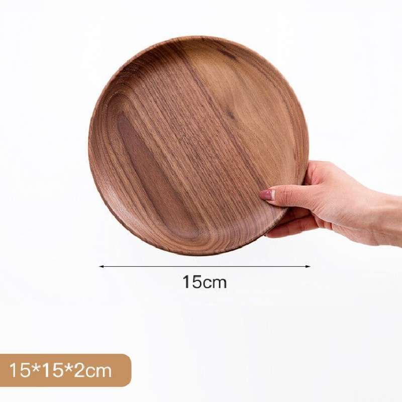 

Премиум черный орех деревянная тарелка столовая посуда тарелки круглый поднос для торта десерт сервировочная тарелка кухонная утварь 15 cm