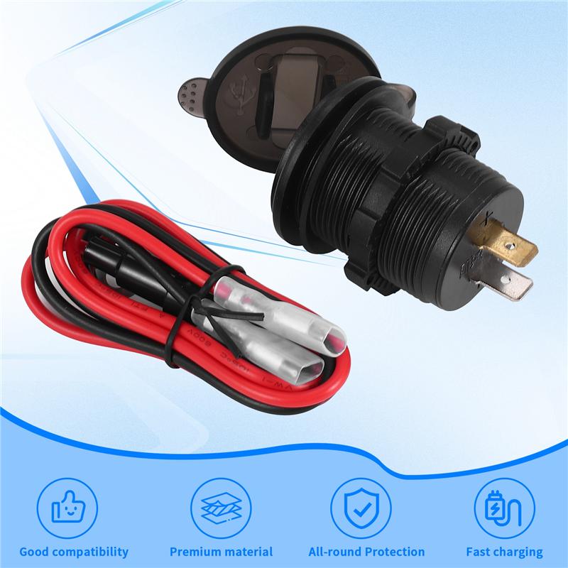 

12V USB Outlet, Waterproof 12V/24V 24W 4.8A Dual USB Charger Socket Power Outlet Adapter With LED Voltmeter Switch
