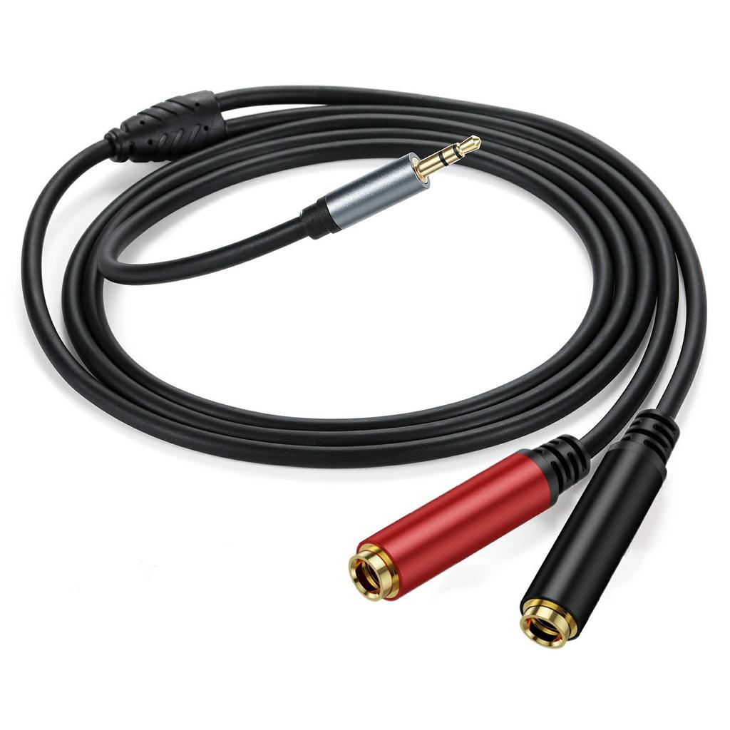 2m 3.5mm Male Stereo TRS to Two 6.35mm 1/4 Inch TS Female Stereo Breakout Cable Y Splitter Cable