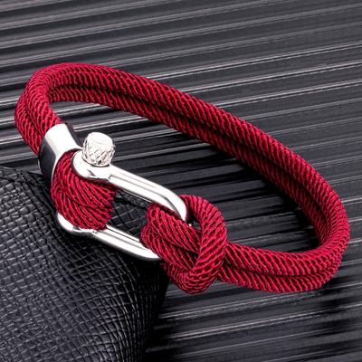 Pulseira Náutica Minimalista de Corda Fivela de Manilha de Aço Inoxidável Joia de Sobrevivência Durável Para Homens Mulheres