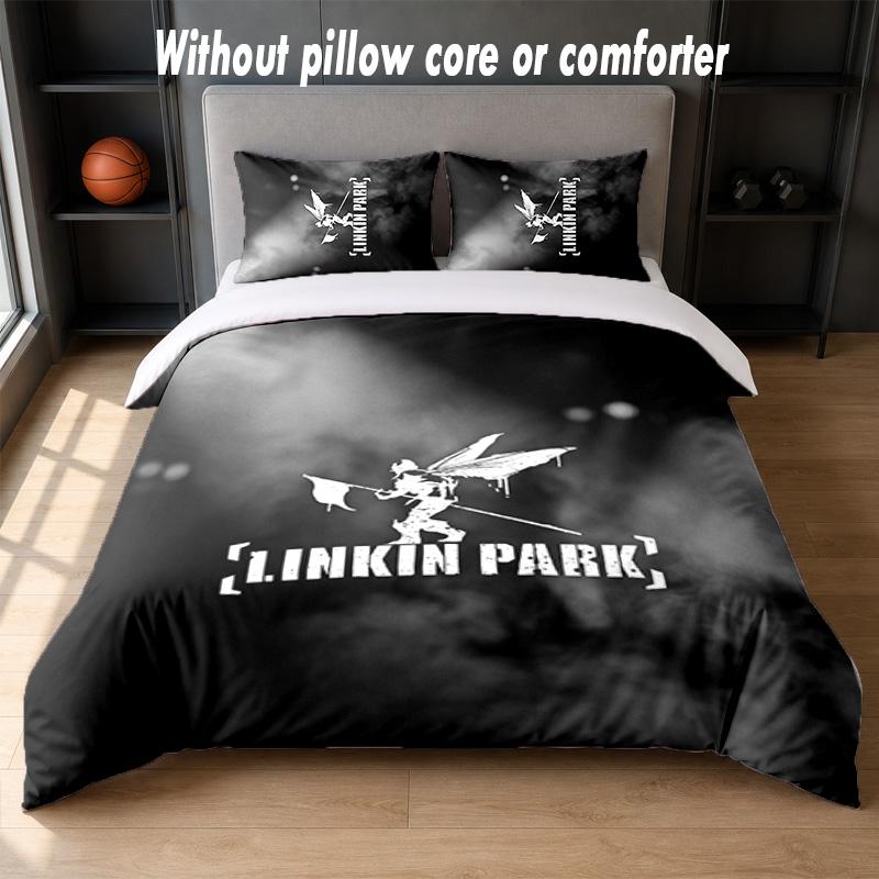 Linkin Park Design Bed Bedding Set 1 Duvet Cover + 2 Pillowcases Soft Breathable Household Bed Linens