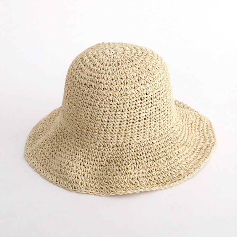 

Vintage Handmade Straw Sun Hat With Foldable Wide Brim For Women In Khaki And Beige бежевий