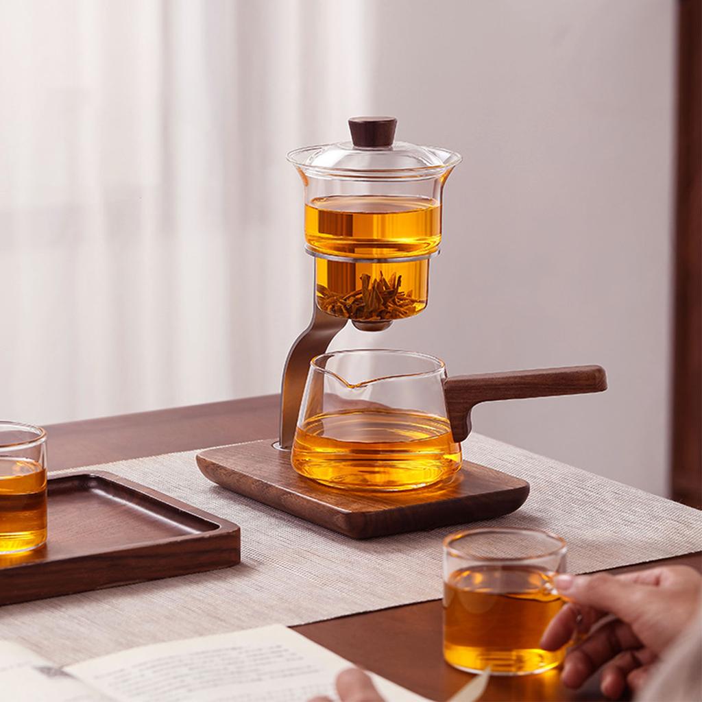 Automatic Drip Tea Pot 350ml Capacity Magnetic Easy Cleanup Convenient Glass Tea Set for Home