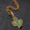 European and American Hip Hop Solid Cactus Dense Zircon Pendant, Street Trendy Brand, Men's Necklace.