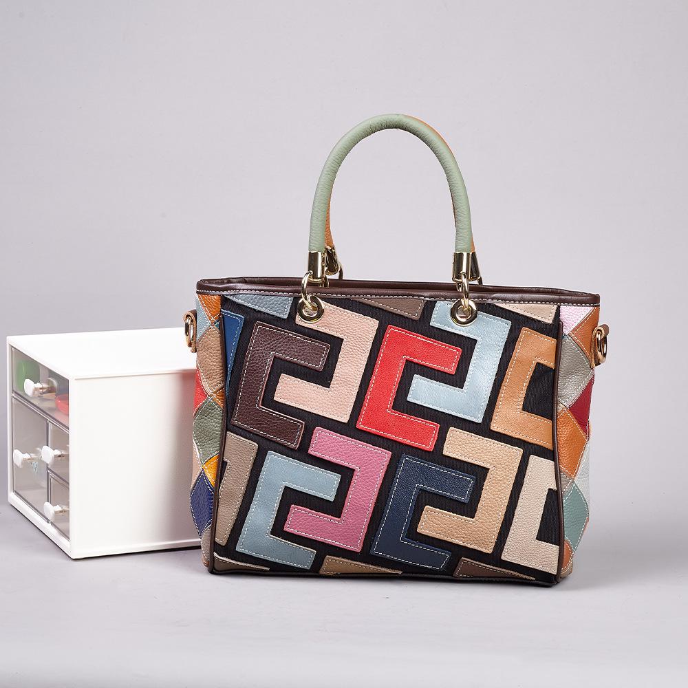 This Trendy Bag with A Patchwork Design and Ethnic Style Is A Versatile Single-shoulder Crossbody Handbag for Women