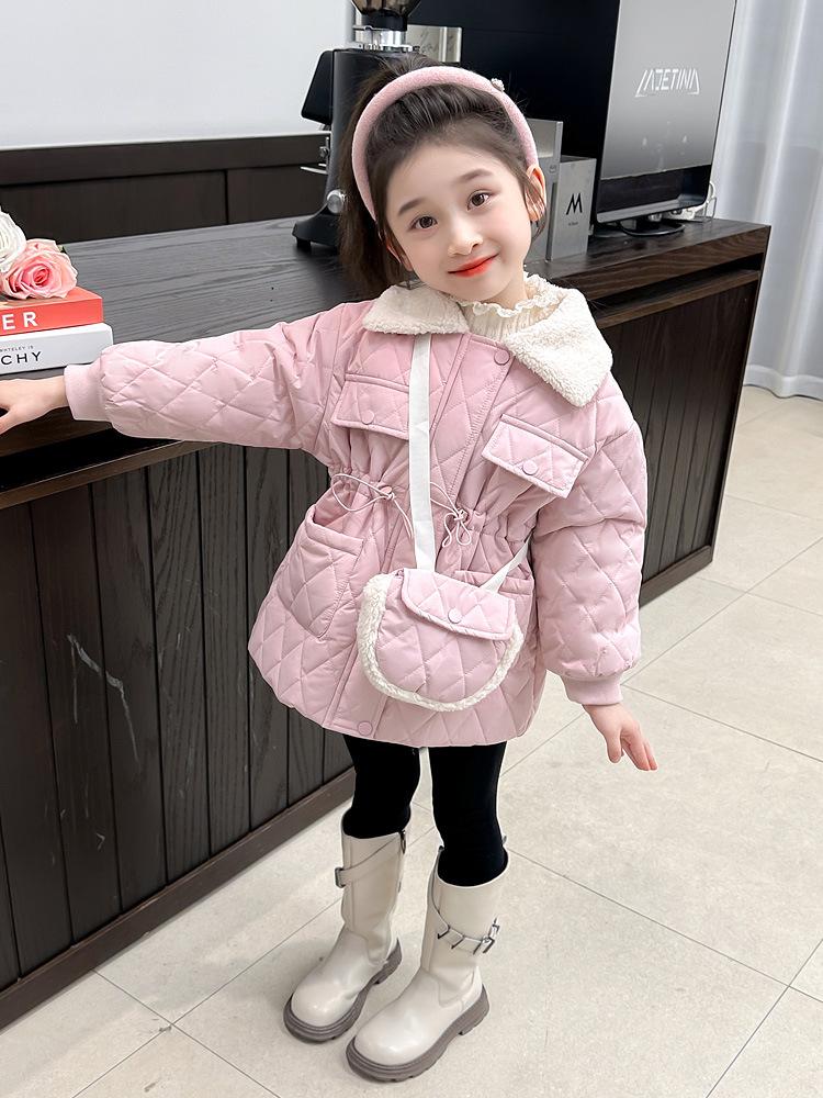 Girls' 2025 Fleece-lined Winter Coat: New Thickened Cotton Jacket for Autumn & Winter