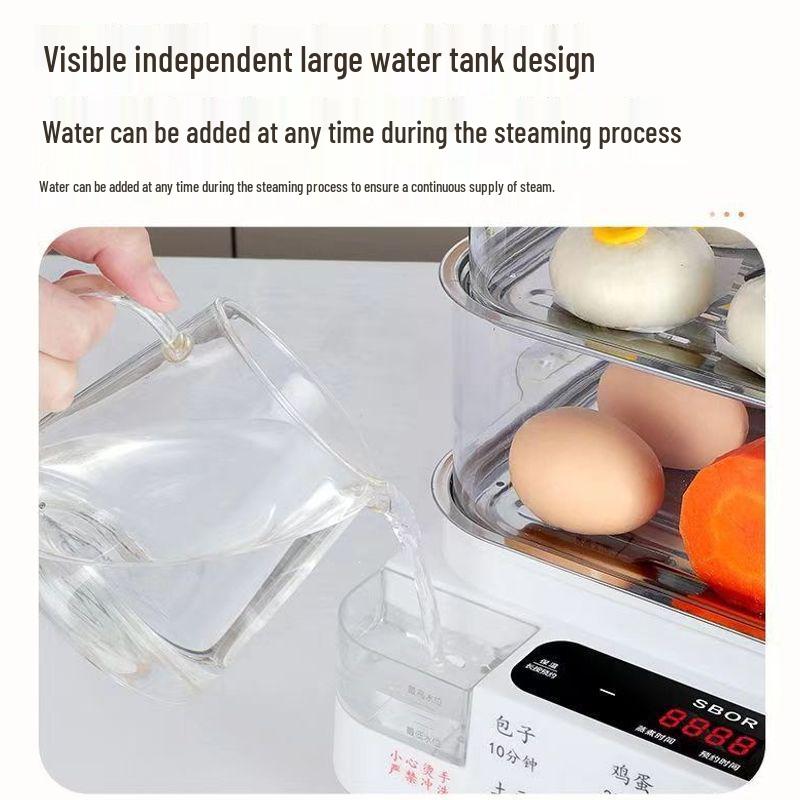 Smart Electric Steamer: Multi-functional, Three-layer Breakfast Maker with Temperature Control and Auto Power Off