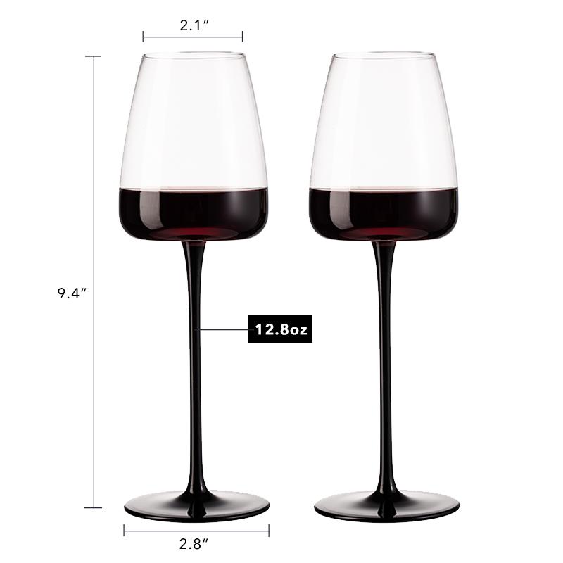 12.8(fl.oz) Pinot Noir Goblet  Crystal Red Wine Glass Black Straight Thin Rod Goblet  Drink Ware Home Bar Suitable For Gifts
