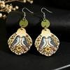Retro Geometric Bird & Flower Wooden Earrings