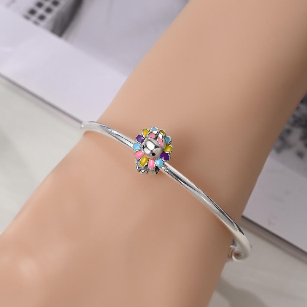 Original Charms Copper Bee Flower Pendant Beads Fit Bracelet Women Jewelry Making Diy Gift