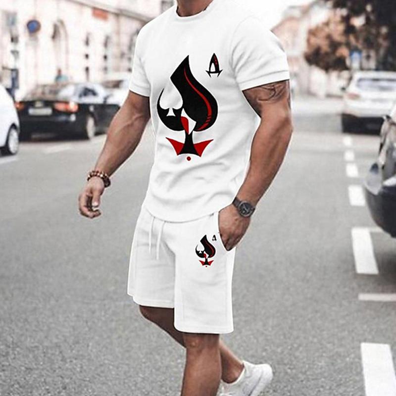 

Men s Graphic Matching Sets Short Sleeve Short Pants Crew Neck Fashion Lightweight Basic Street Daily Sports Print Summer S