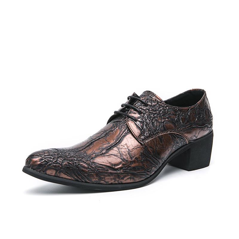 Men's Large Size Pointed Toe Retro Leather High Heel Cuban Shoes for Banquets