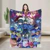 Blue Anime Lock Flannel Blanket for Couch Sofa Bed, Home Decor, Cool Cartoon Character Lightweight Warm Blanket For Living Room